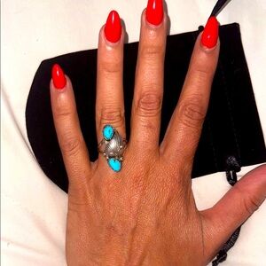 Native American Turquoise stones 925 silver size 6